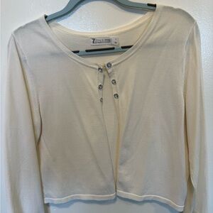 Zara Off White Top Button Women's Shell Sweater